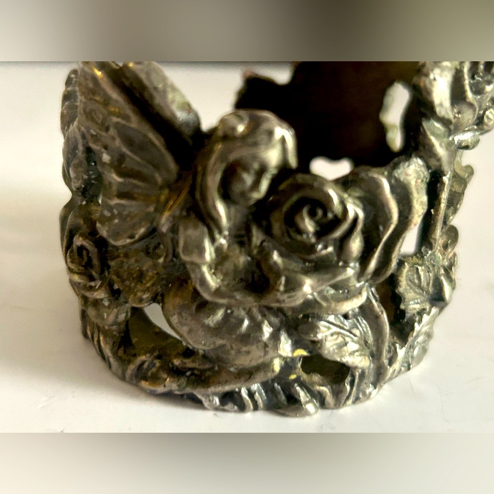 Vintage Pewter Floral Fairy Flowers Openwork Candle Holder Cottagecore